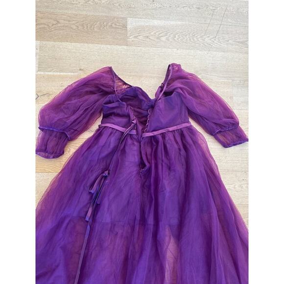Lavetir A Line Princess Tulle V Neck Prom Dress in Purple - Picture 5 of 5